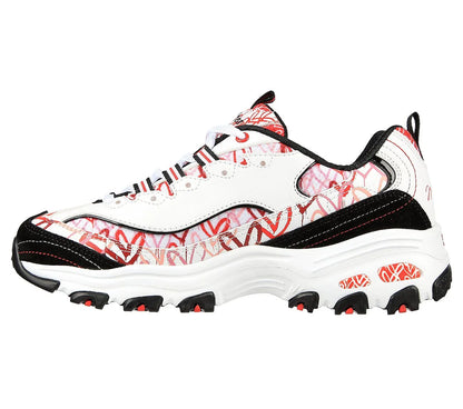 Skechers D’Lites Cupid Charm λευκά chunky sneakers, λοξή πλάγια όψη