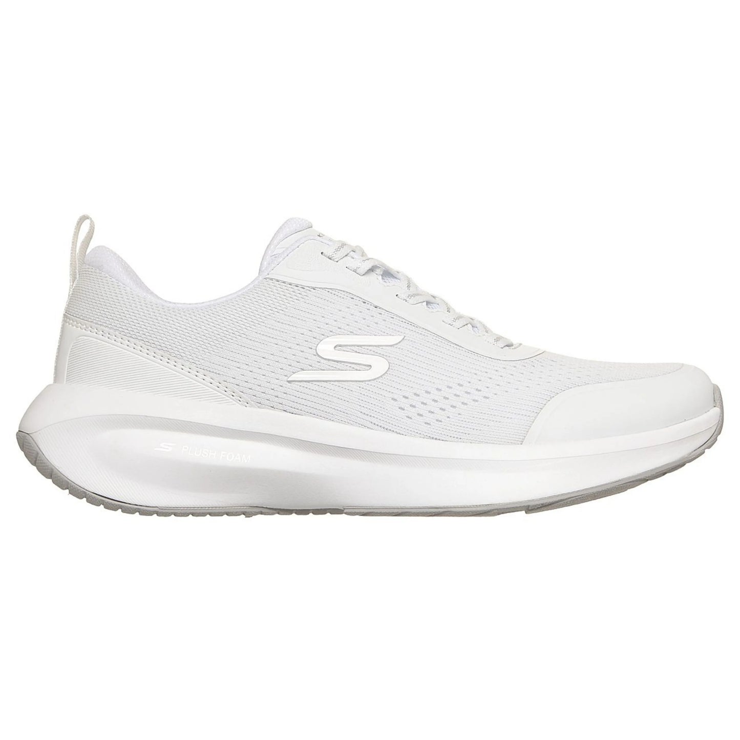 skechers plush foam πλάγια όψη εξωτερική πλευρά, λευκό χρώμα