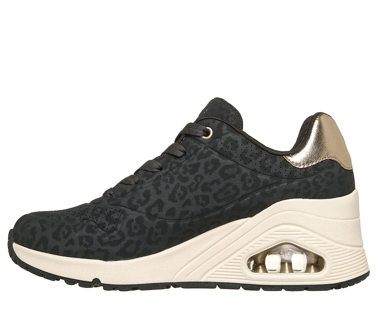 Skechers Uno Wedge - Safari Daze μαύρο πλάγια μέσα