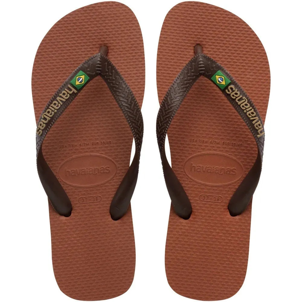 Havaianas Brasil Logo Rust Coffee πάνω όψη