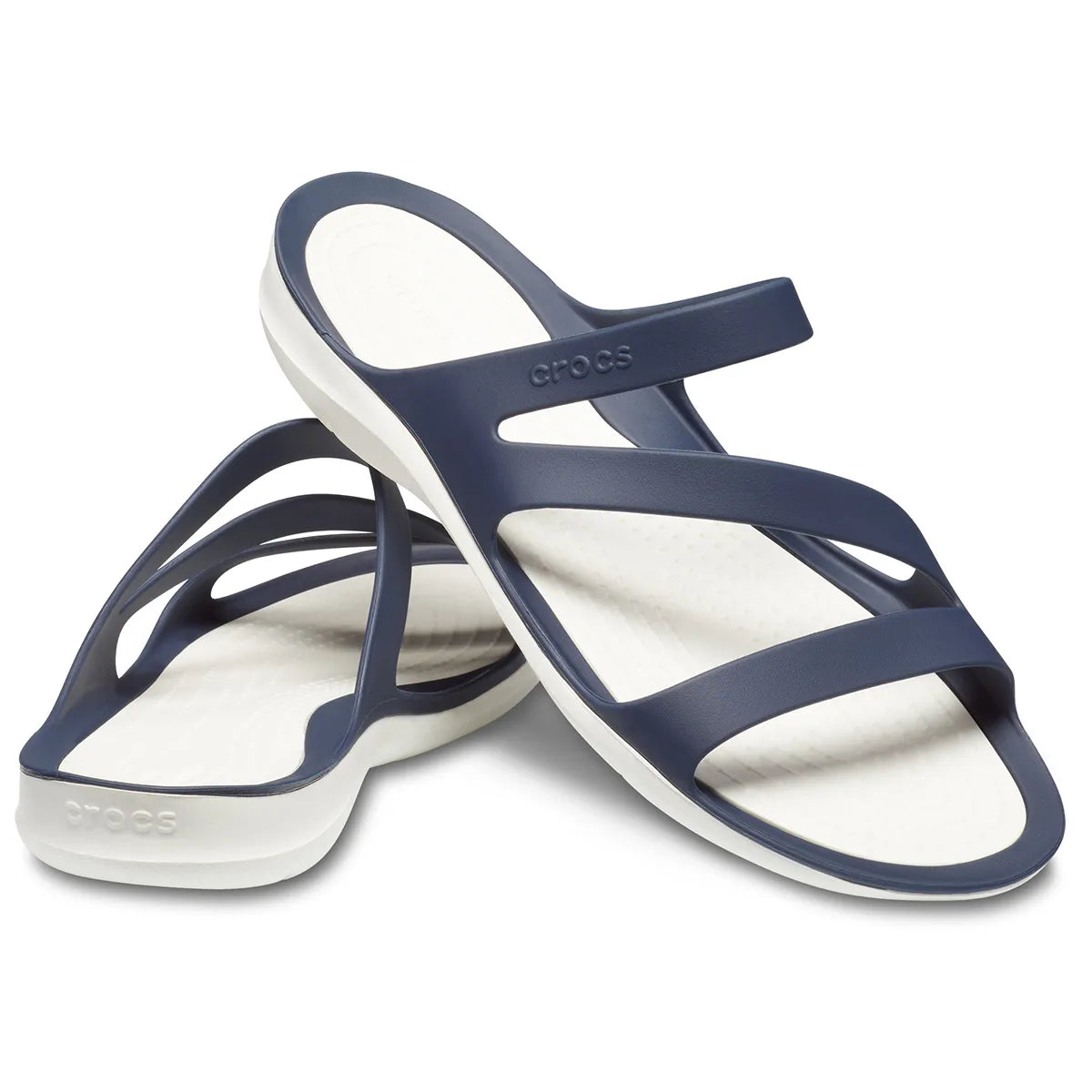 crocs swiftwater sandal όψη 3/4 εσωτερική πλευρά, χρώμα Μπλέ/Λεύκο