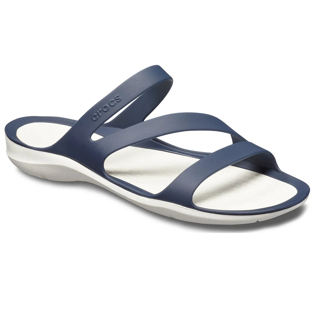 crocs swiftwater sandal όψη 3/4 εξωτερική πλευρά, χρώμα Μπλέ/Λεύκο