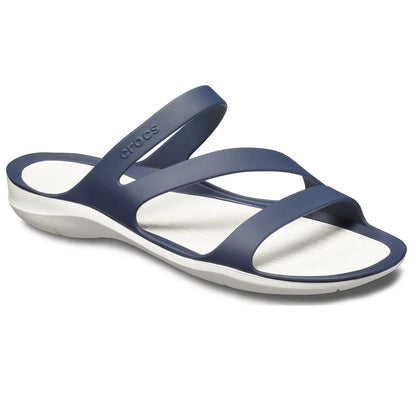 crocs swiftwater sandal όψη 3/4 εξωτερική πλευρά, χρώμα Μπλέ/Λεύκο