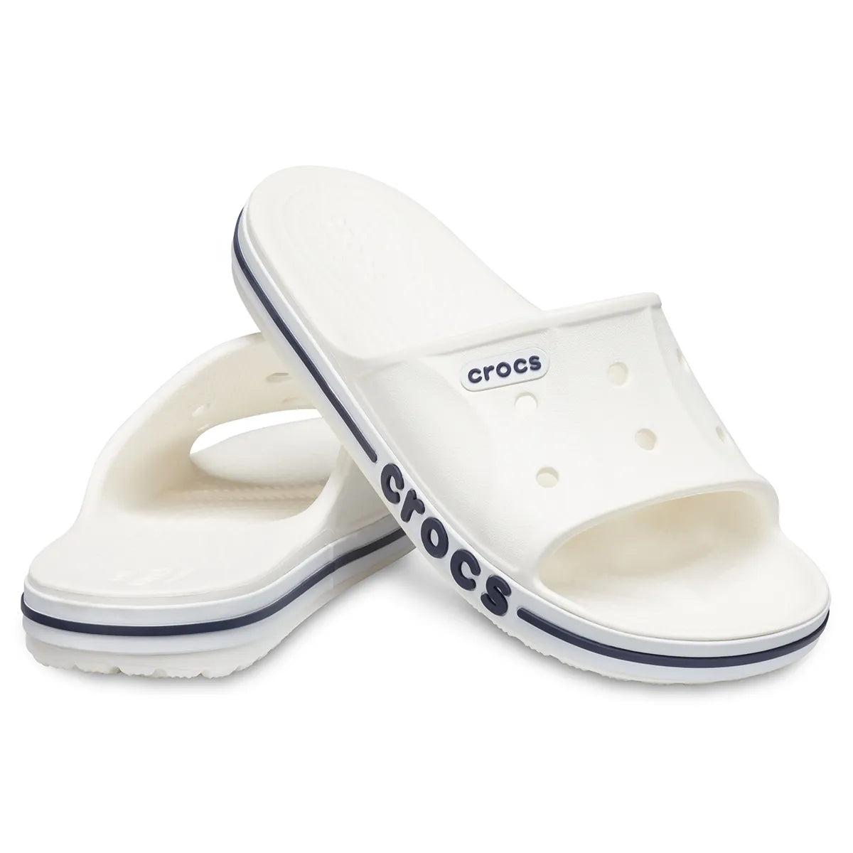 crocs bayaband slide όψη 3/4 εσωτερική πλευρά, Χρώμα White/Navy