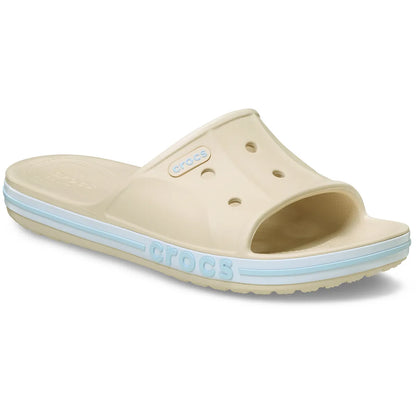 crocs bayaband slide όψη 3/4 εξωτερική πλευρά, χρώμα Winter White/Multi