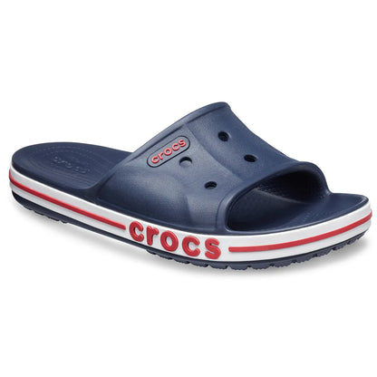crocs bayaband slide όψη 3/4 εξωτερική πλευρά, χρώμα Navy/Pepper