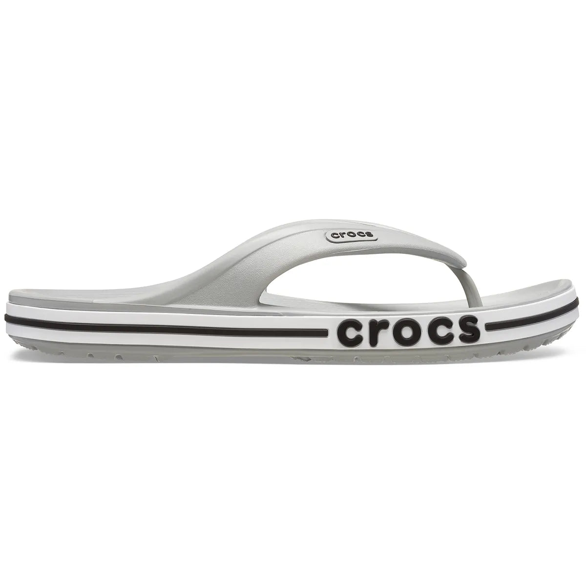 crocs bayaband flip πλάγια όψη εξωτερική πλευρά, γκρί χρώμα
