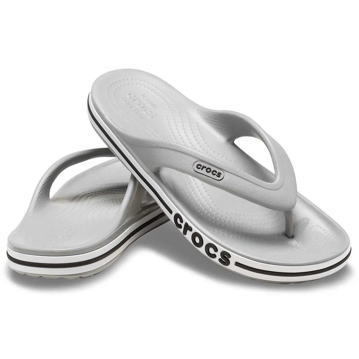 crocs bayaband flip όψη 3/4 εσωτερική πλευρά, γκρί χρώμα