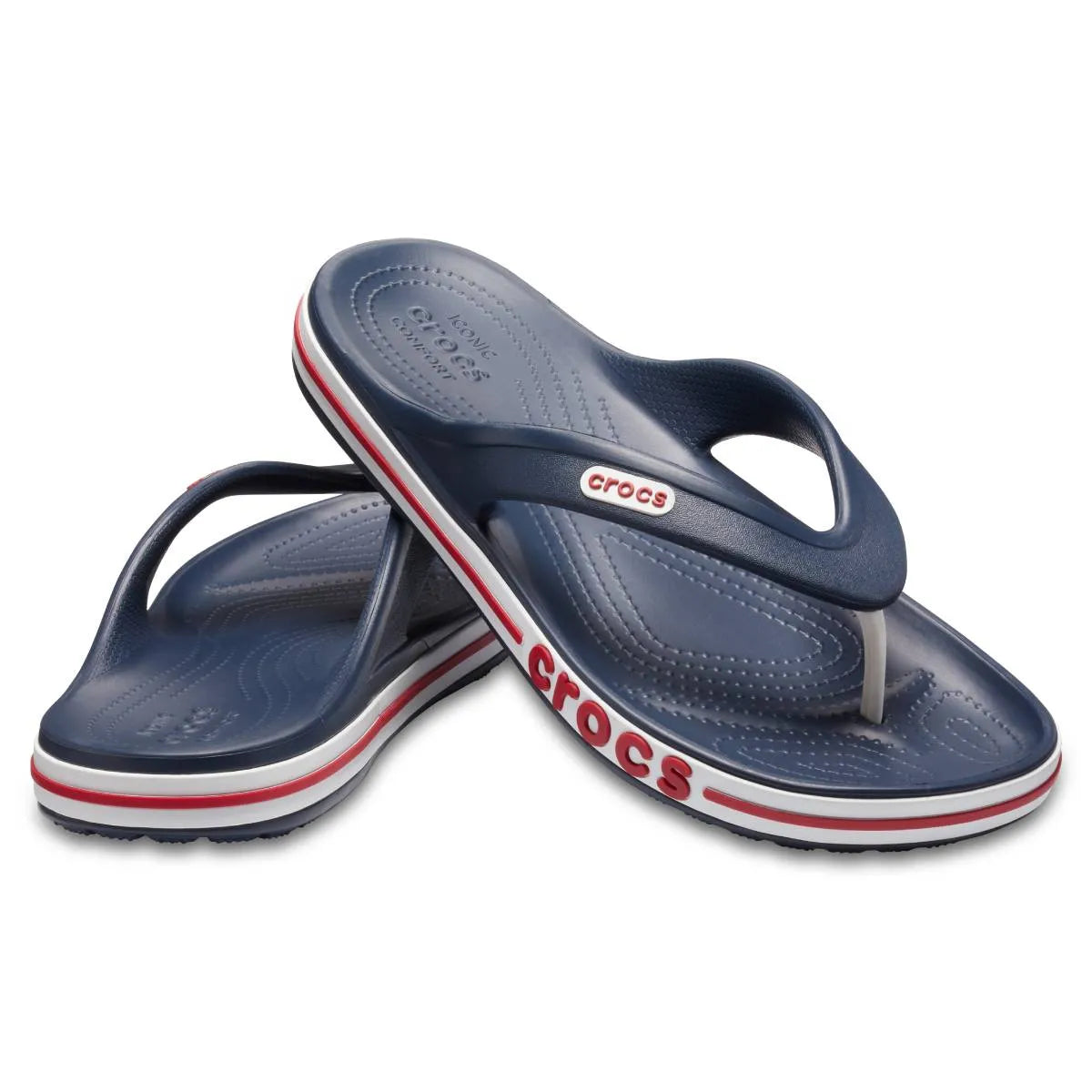 crocs bayaband flip όψη 3/4 εσωτερική πλευρά, χρώμα navy/pepper