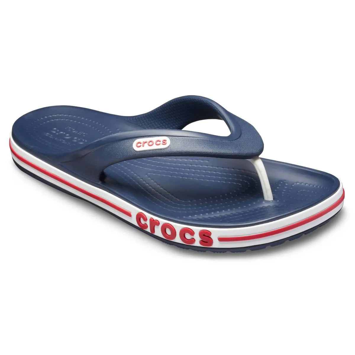 crocs bayaband flip όψη 3/4 εξωτερική πλευρά, χρώμα navy/pepper