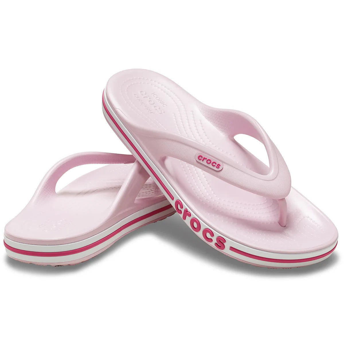crocs bayaband flip όψη 3/4 εσωτερική πλευρά, Ροζ Χρώμα