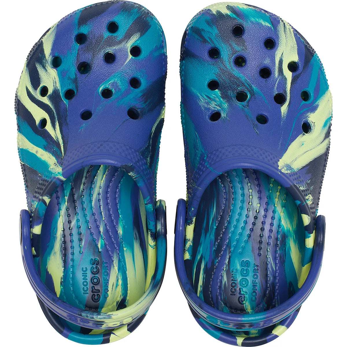 crocs classic marbled clog t πάνω όψη ζευγάρι, μπλε χρώμα