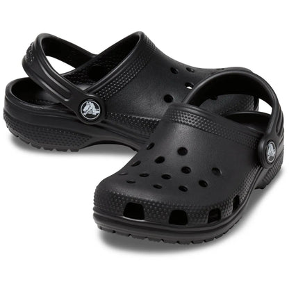 crocs classic clog t όψη 3/4 εξωτερική πλευρά ζευγάρι, μαύρο χρώμα