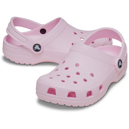 crocs classic clog t όψη 3/4 εξωτερική πλευρά ζευγάρι, pink milk