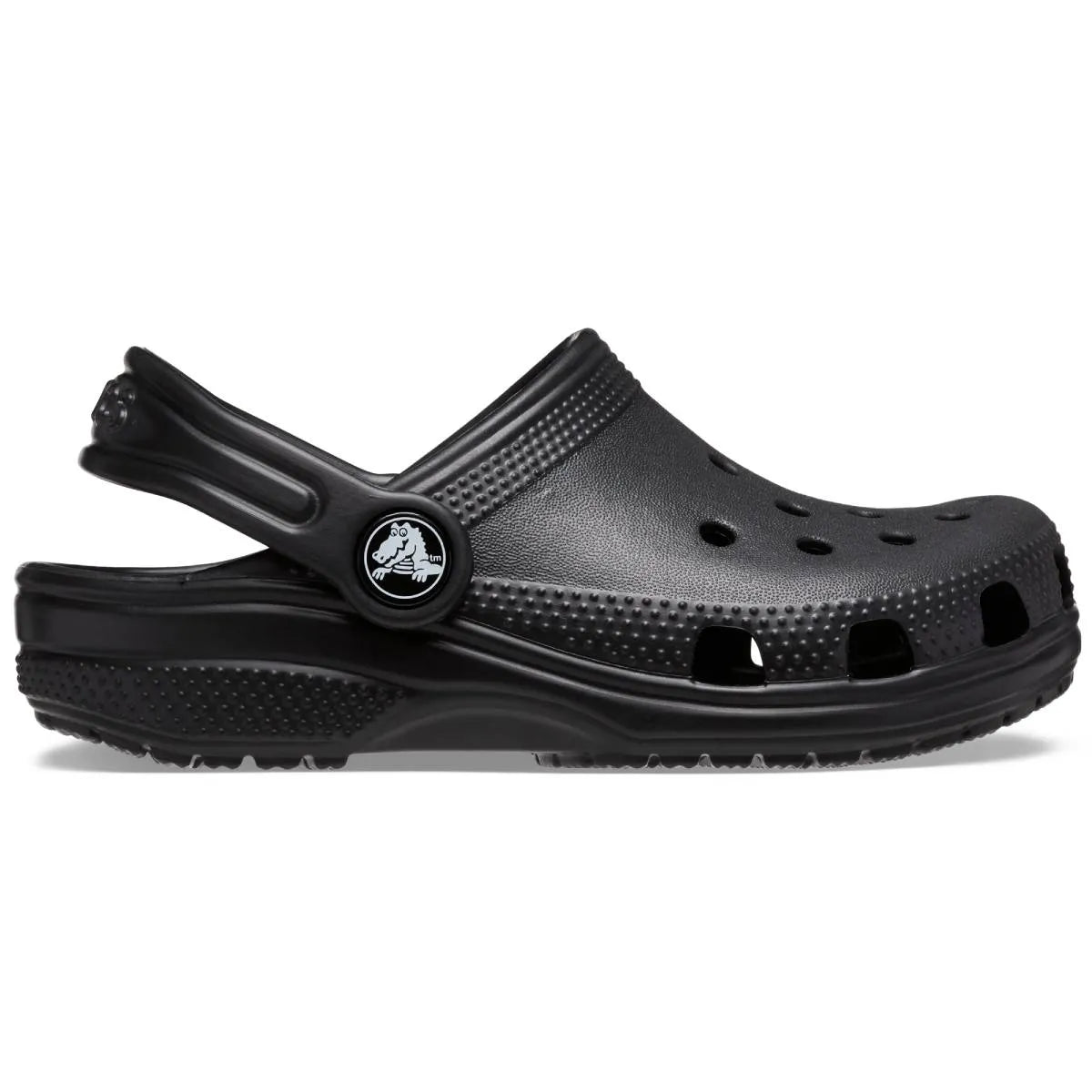 crocs classic clog k πλάγια όψη εξωτερική πλευρά, μαύρο χρώμα