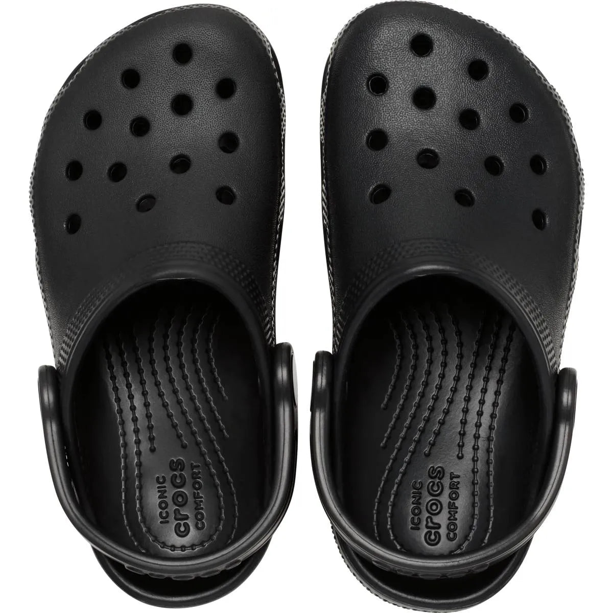 crocs classic clog k πάνω όψη ζευγάρι, μαύρο χρώμα