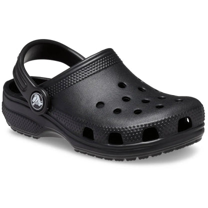 crocs classic clog k όψη 3/4 εξωτερική πλευρά, μαύρο χρώμα
