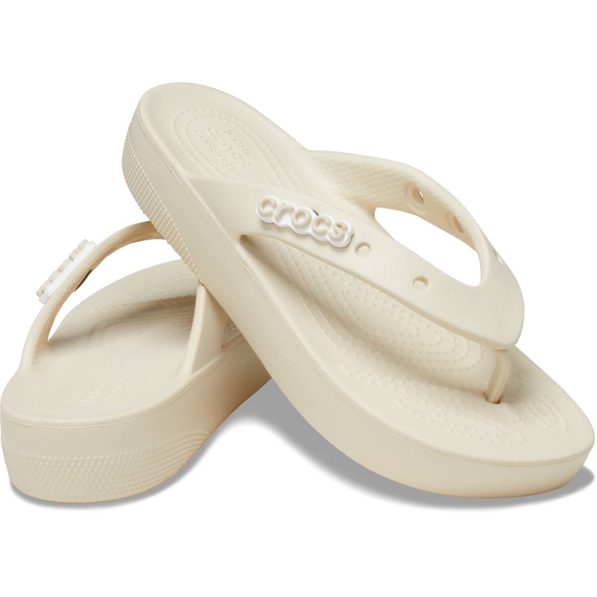 CROCS™ Classic Platform Flip Ανατομική Γυναικεία Σαγιονάρα Μπεζ 2Y2