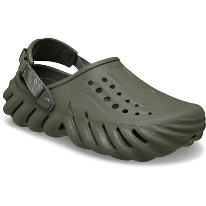 crocs echo clog unisex σαμπό όψη 3/4 εξωτερική πλευρά, Λαδί χρώμα