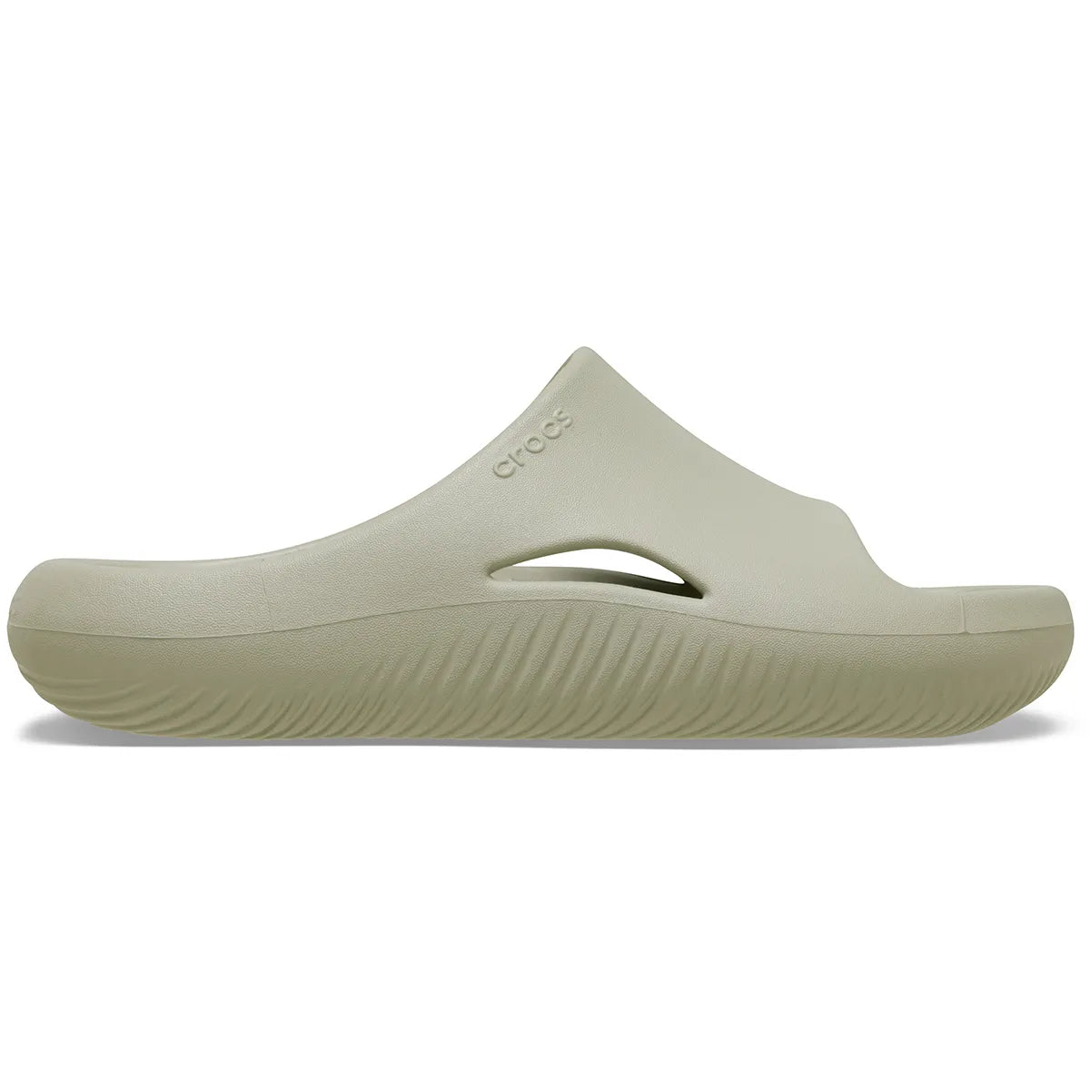 crocs mellow recovery slide πλάγια όψη εξωτερική πλευρά σε χρώμα μπεζ meteor