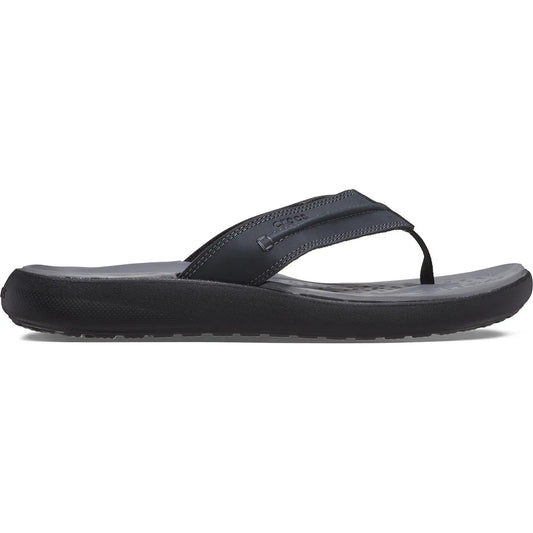 crocs yukon vista ii lr flip πλάγια όψη εξωτερική πλευρά σε μαύρο χρώμα