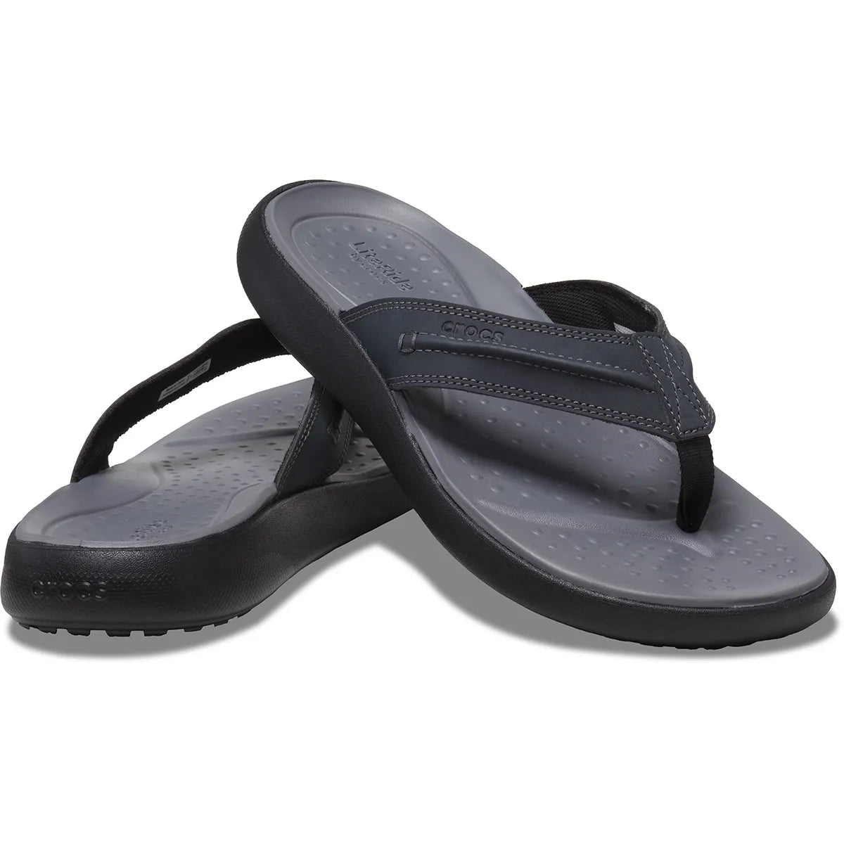 crocs yukon vista ii lr flip όψη 3/4 εσωτερική πλευρά σε μαύρο χρώμα