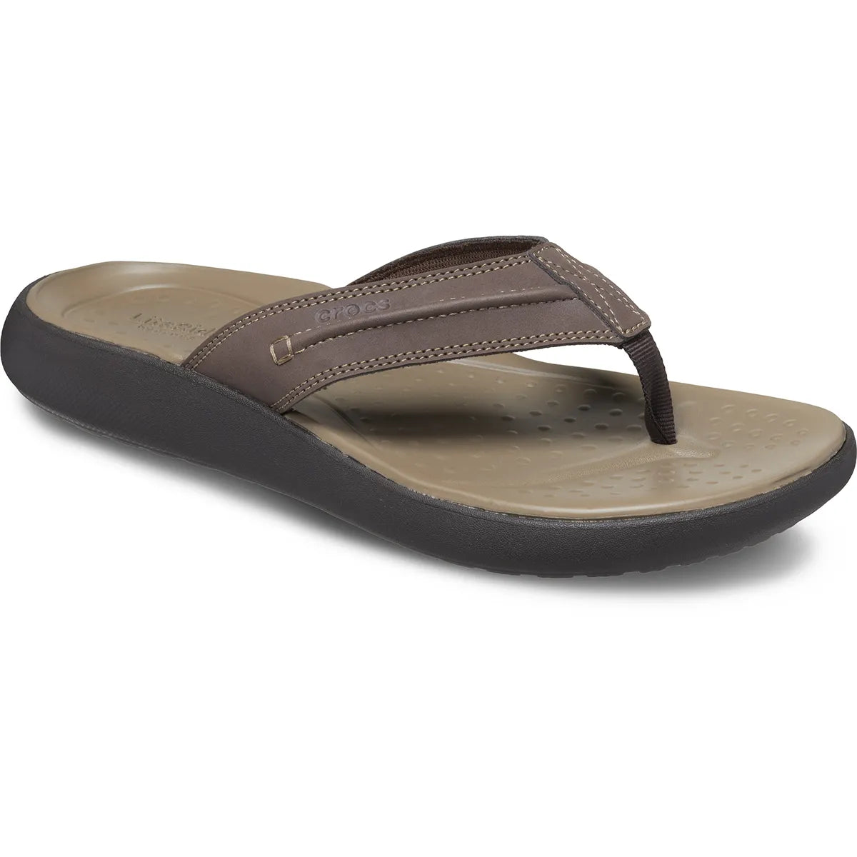 crocs yukon vista ii lr flip όψη 3/4 εξωτερική πλευρά σε χρώμα Εσπρέσσο