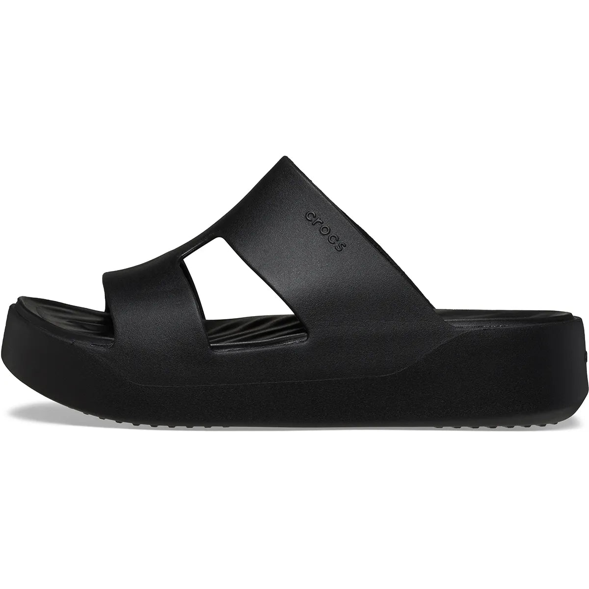 crocs getaway platform h strap πλάγια όψη εξωτερική πλευρά no2 σε μαύρο χρώμα