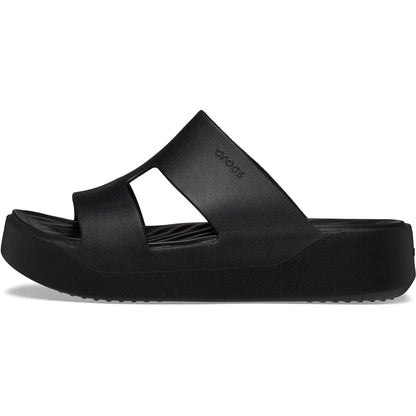 crocs getaway platform h strap πλάγια όψη εξωτερική πλευρά no2 σε μαύρο χρώμα