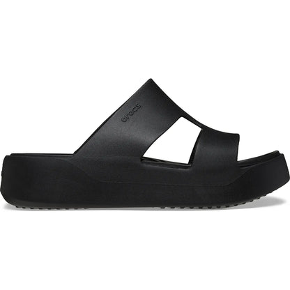 crocs getaway platform h strap πλάγια όψη εξωτερική πλευρά σε μαύρο χρώμα