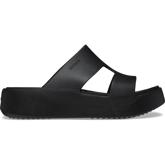 crocs getaway platform h strap πλάγια όψη εξωτερική πλευρά σε μαύρο χρώμα