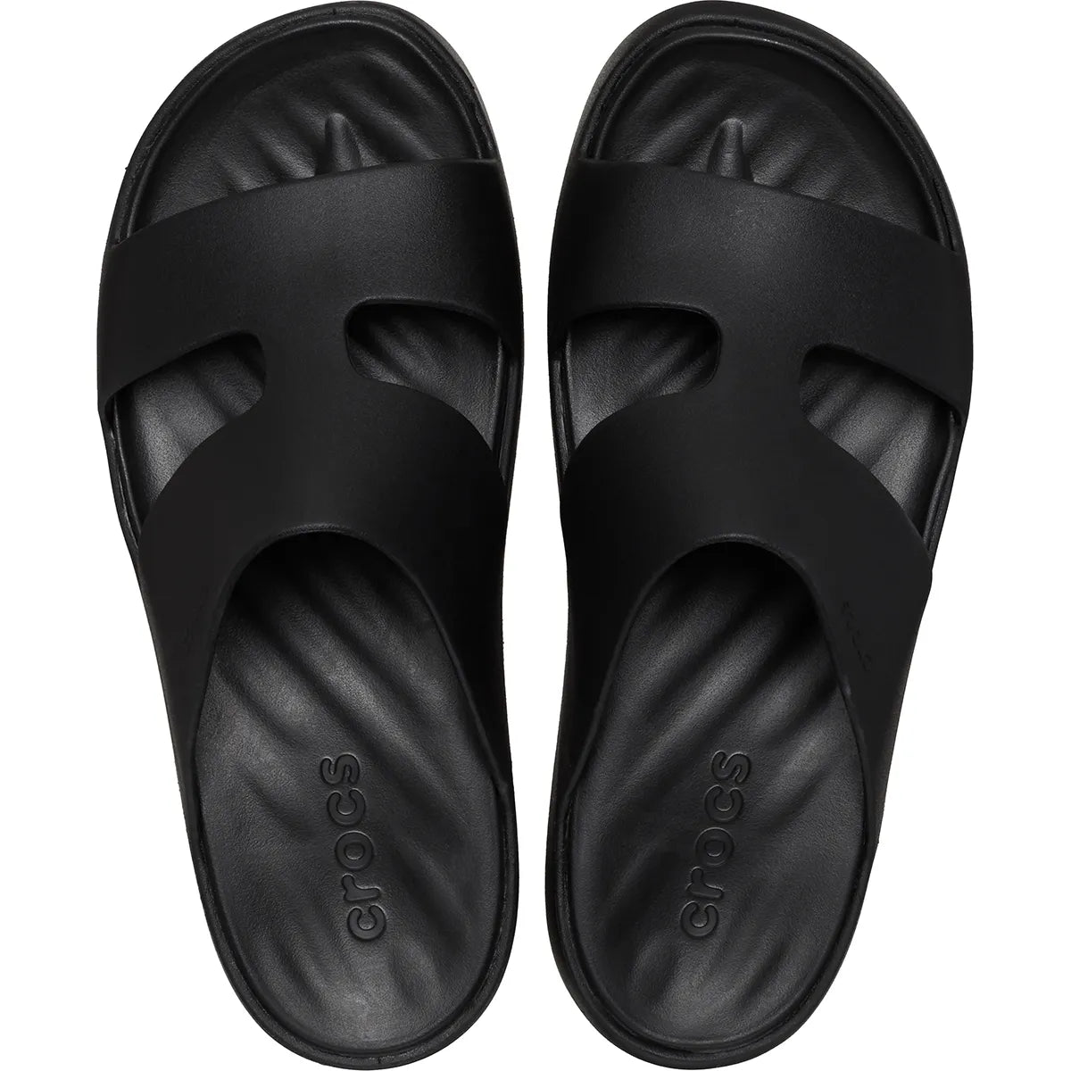 crocs getaway platform h strap πάνω όψη ζευγάρι σε μαύρο χρώμα 