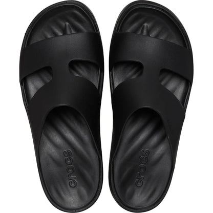 crocs getaway platform h strap πάνω όψη ζευγάρι σε μαύρο χρώμα 