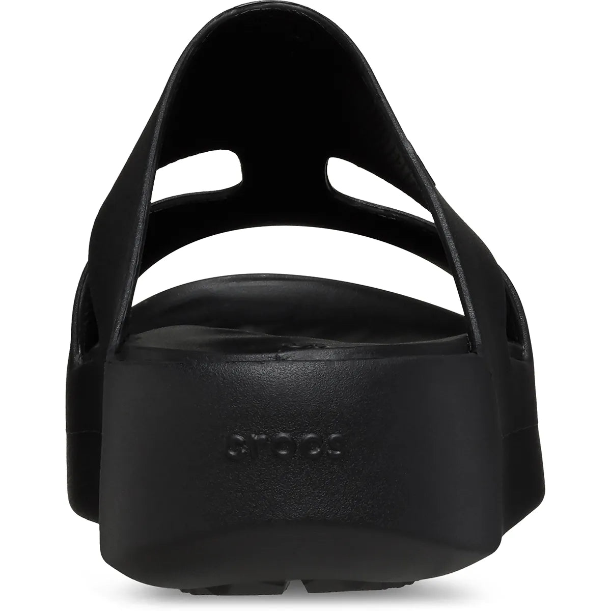 crocs getaway platform h strap πίσω όψη ζευγάρι σε μαύρο χρώμα