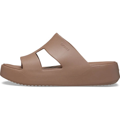 crocs getaway platform h strap πλάγια όψη εξωτερική πλευρά no2 σε χρώμα Latte