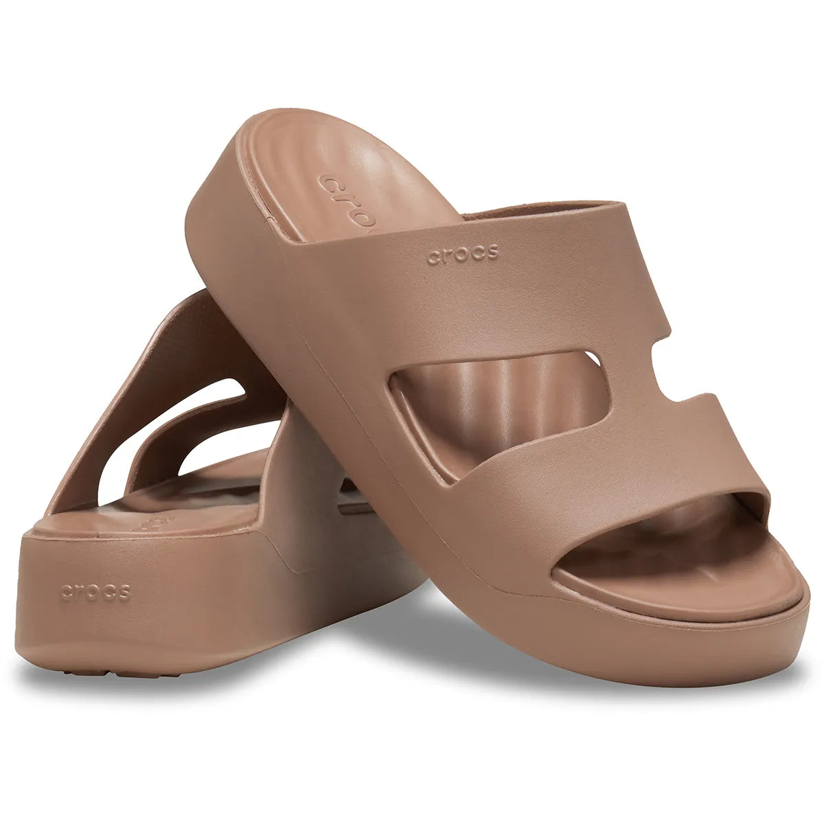 crocs getaway platform h strap όψη 3/4 εσωτερική πλευρά σε χρώμα Latte