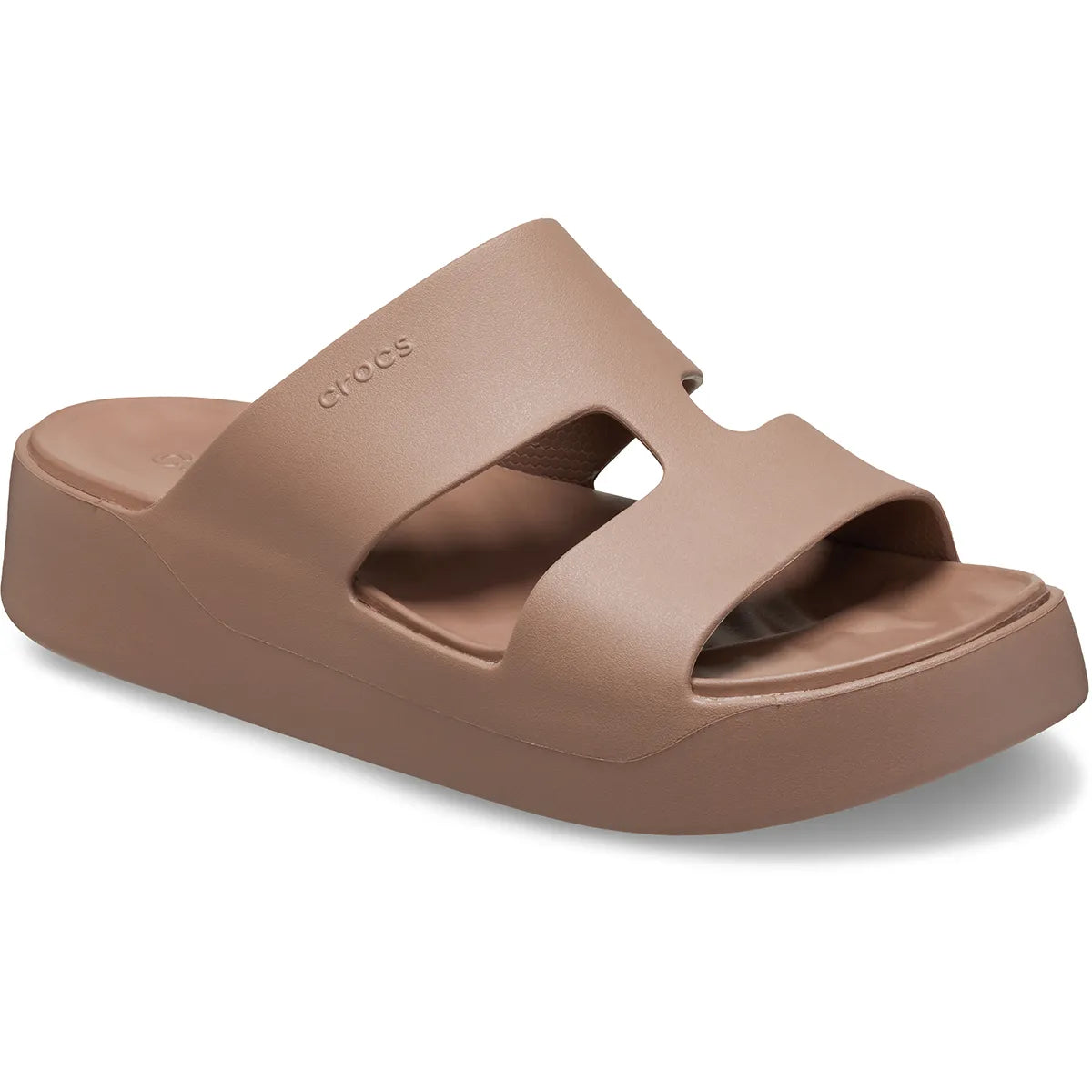 crocs getaway platform h strap όψη 3/4 εξωτερική πλευρά σε χρώμα Latte