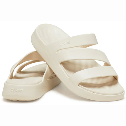 crocs getaway strappy όψη 3/4 εσωτερική πλευρά σε μπεζ χρώμα Stucco