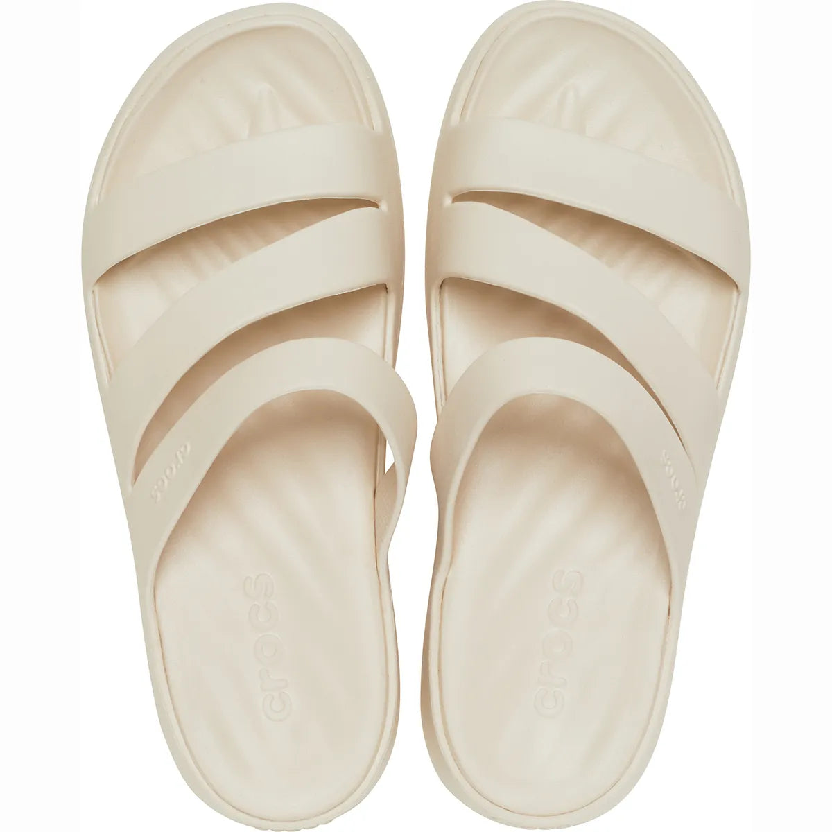 crocs getaway strappy πάνω όψη ζευγάρι σε μπεζ χρώμα Stucco