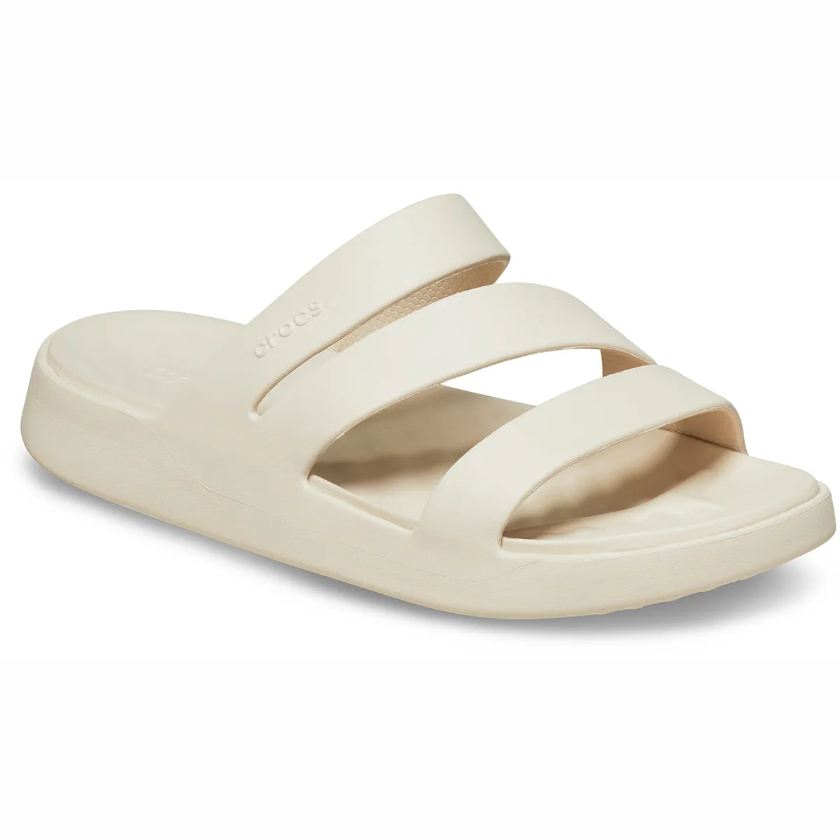 crocs getaway strappy όψη 3/4 εξωτερική πλευρά σε μπεζ χρώμα Stucco