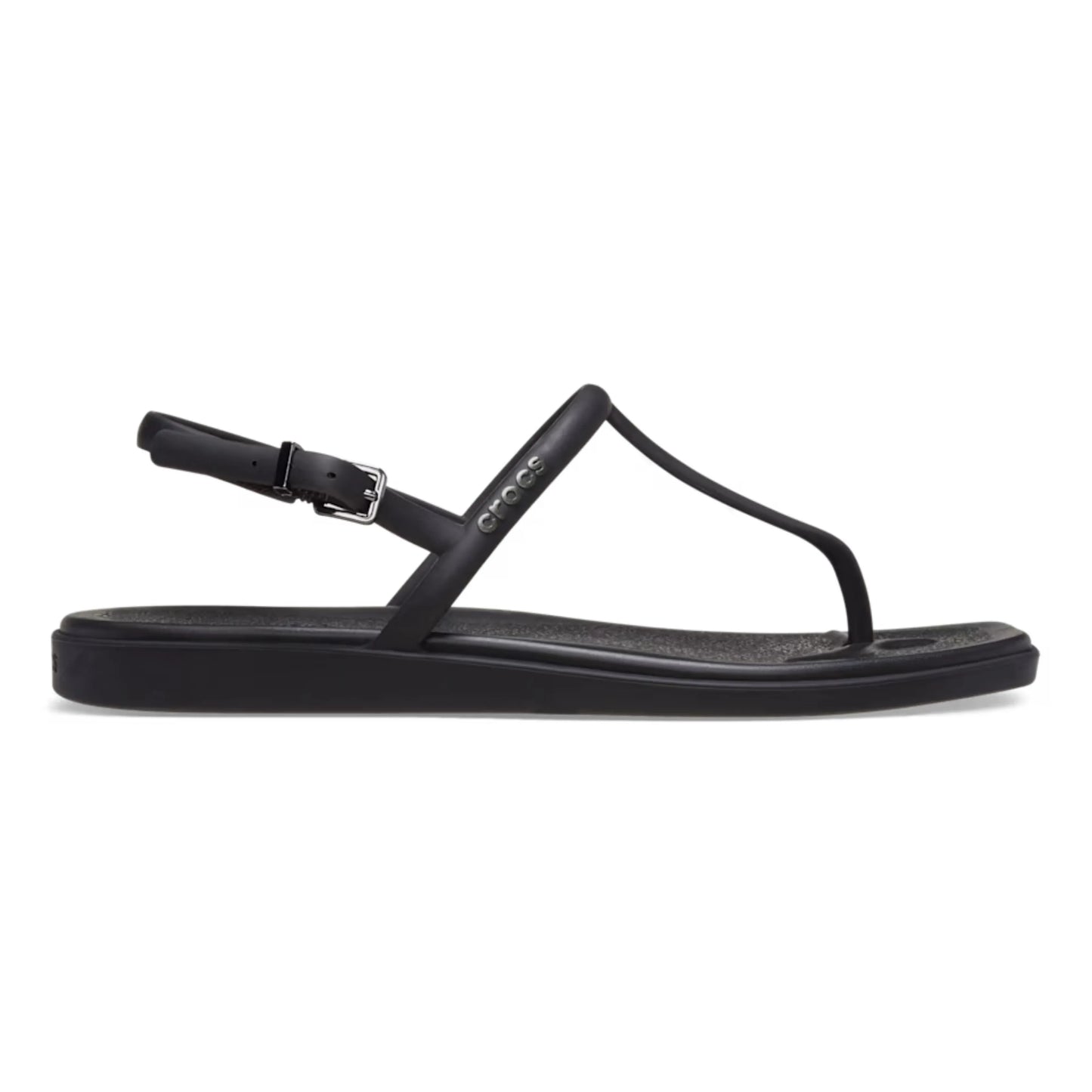 crocs miami thong flip πλάγια όψη εξωτερική πλευρά σε μαύρο χρώμα