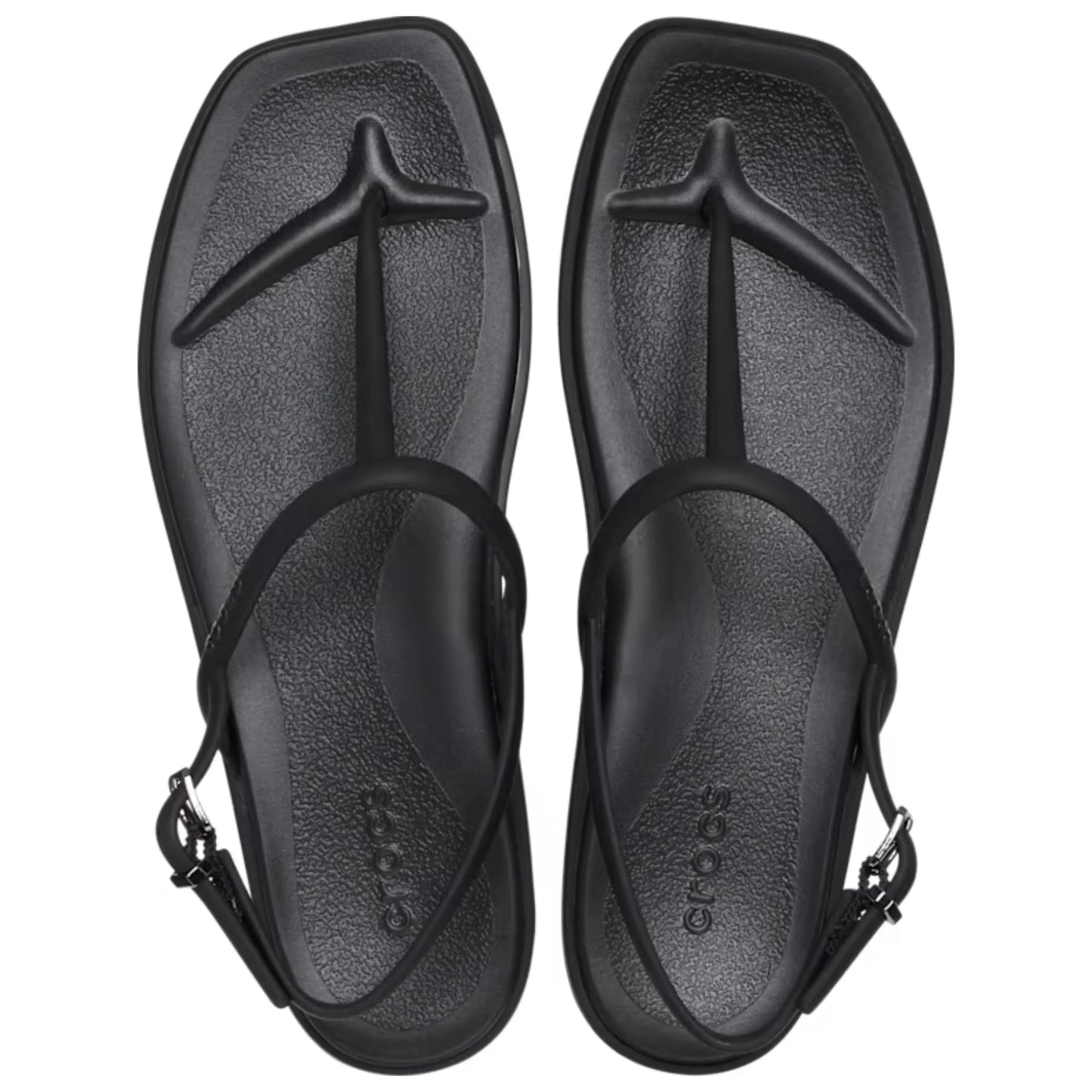 crocs miami thong flip πάνω όψη ζευγάρι σε μαύρο χρώμα