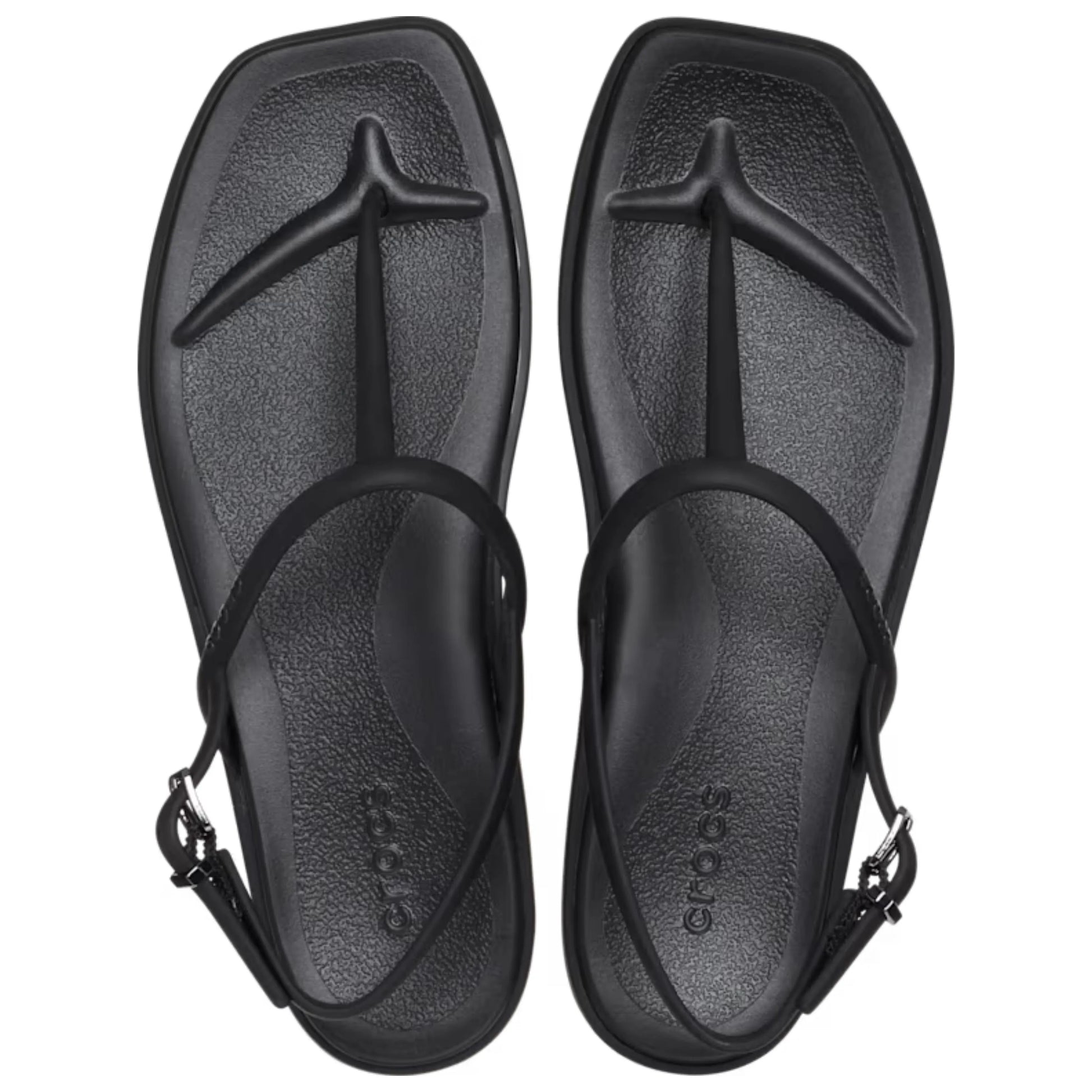 crocs miami thong flip πάνω όψη ζευγάρι σε μαύρο χρώμα