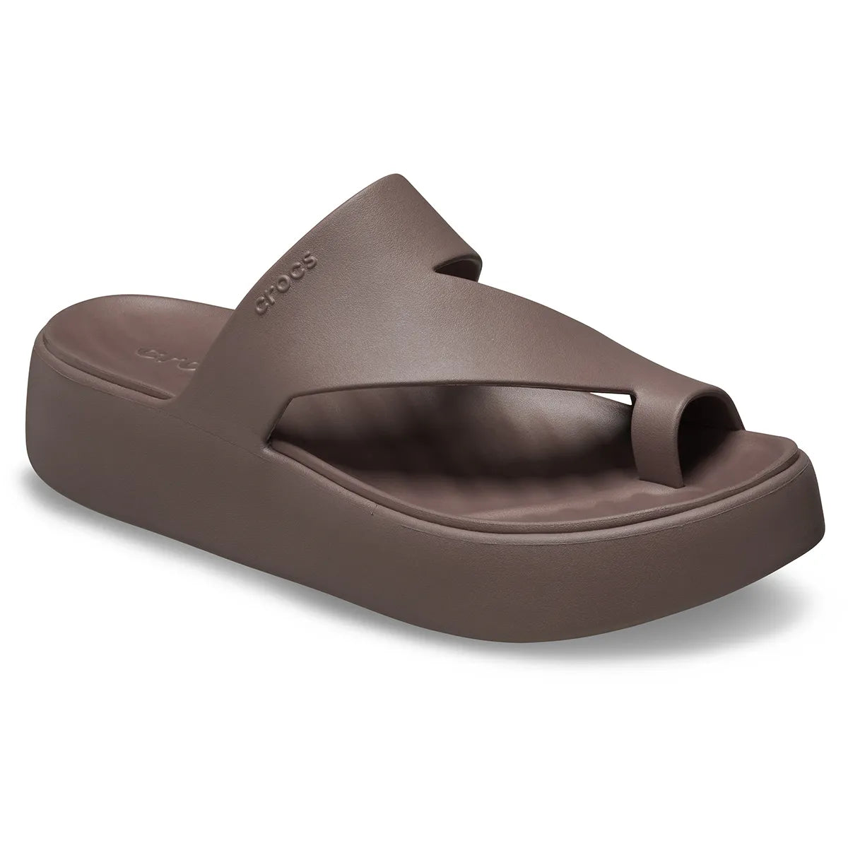 Crocs Platform Toe Loop Καφέ 3/4 έξω