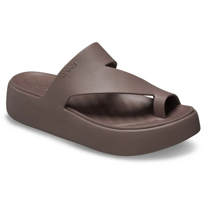 Crocs Platform Toe Loop Καφέ 3/4 έξω