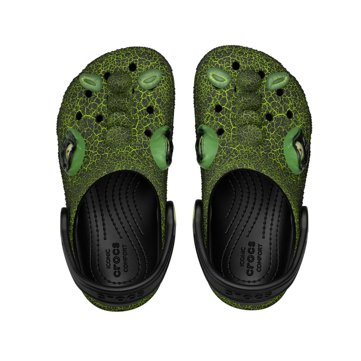 crocs classic i am clog t πάνω όψη ζευγάρι, Μαύρο χρώμα με δεινόσαυρο