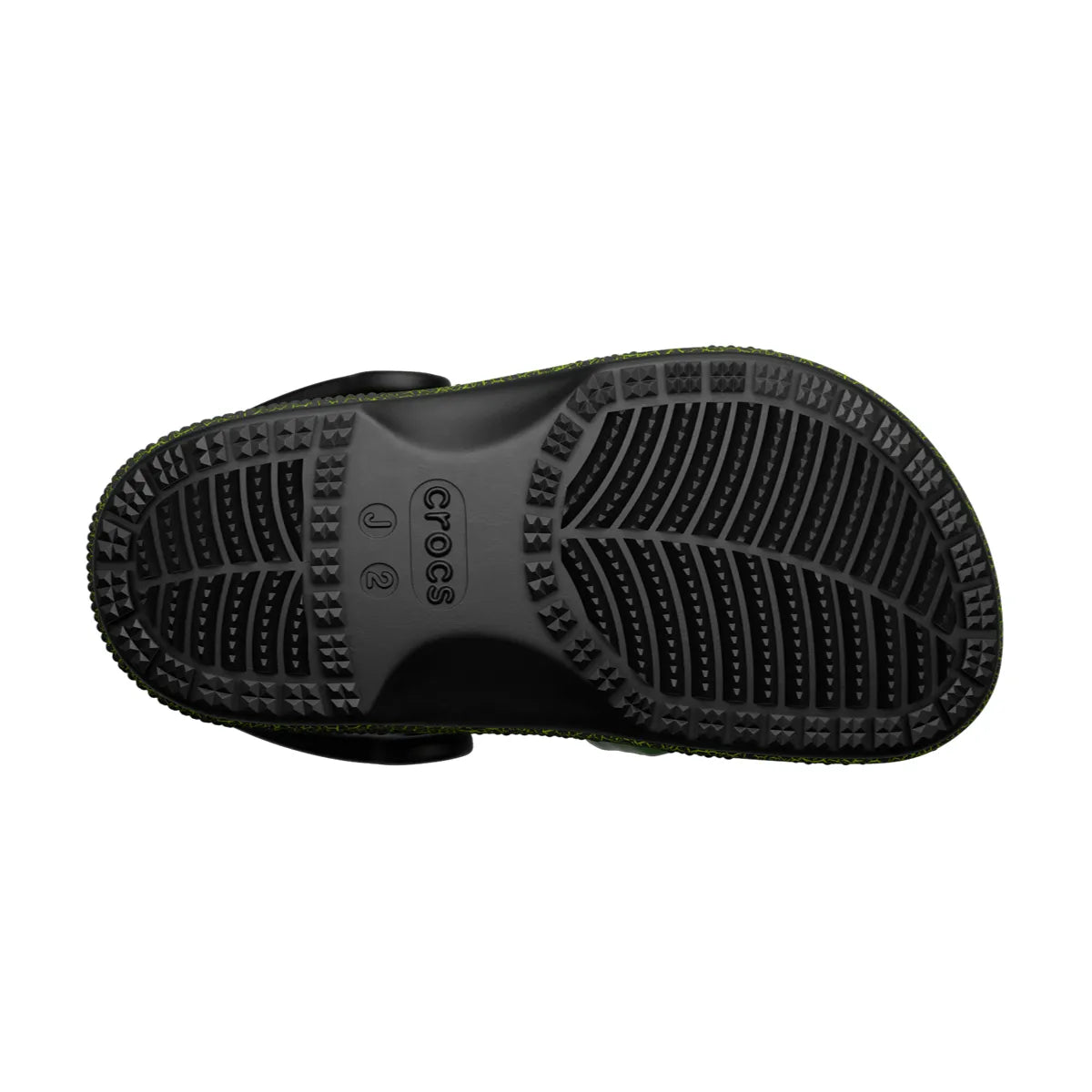 crocs classic i am clog t κάτω όψη σόλας, Μαύρο χρώμα με δεινόσαυρο