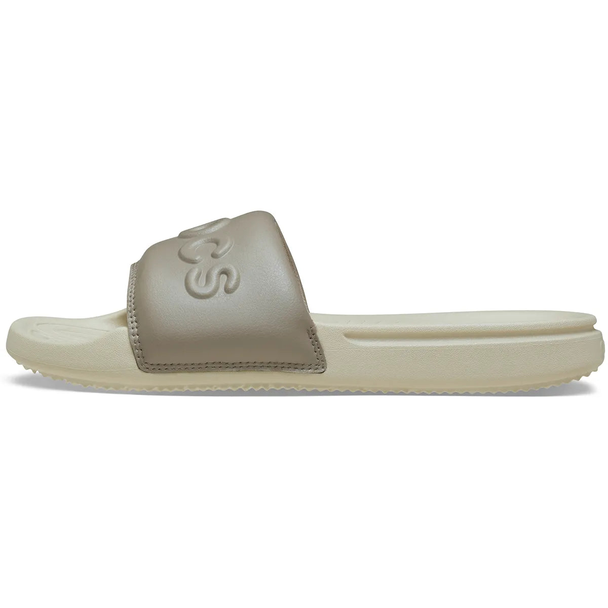 crocs all day slide women πλάγια όψη εξωτερική πλευρά no2, χρώμα bone/taupe