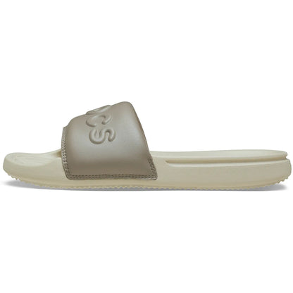 crocs all day slide women πλάγια όψη εξωτερική πλευρά no2, χρώμα bone/taupe
