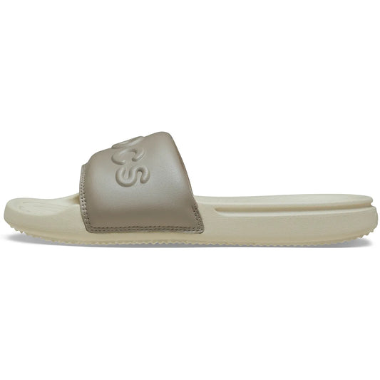 crocs all day slide women πλάγια όψη εξωτερική πλευρά no2, χρώμα bone/taupe